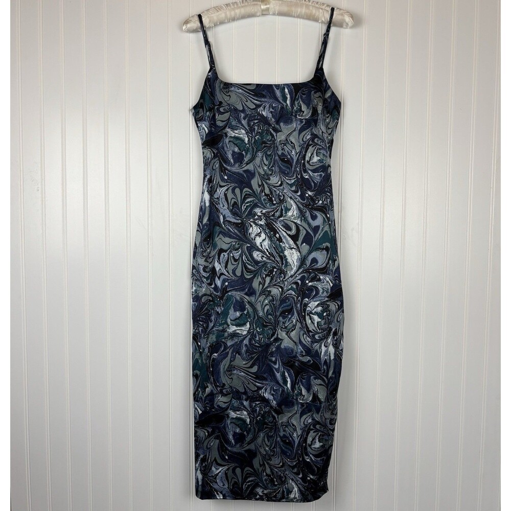 Abercrombie & Fitch Womens Bodycon Midi Dress SP Navy Marble Wedding Guest Event